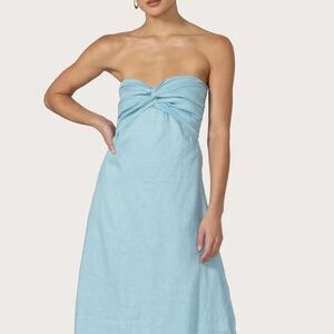 Lusana Melody Linen Maxi Dress in Glacial